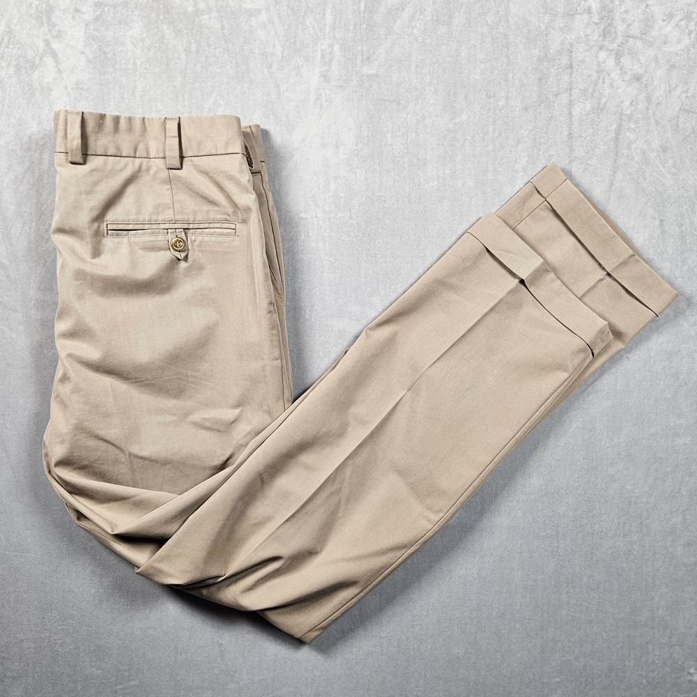 Bill's Khakis Pants Mens 37x32 Tan Cuffed‎ Pleated Trousers Office Made In USA